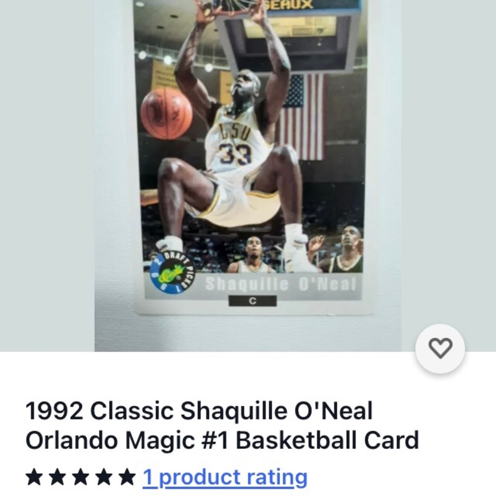 Classic Shaquille O’Neal 1992 Rookie card number 1